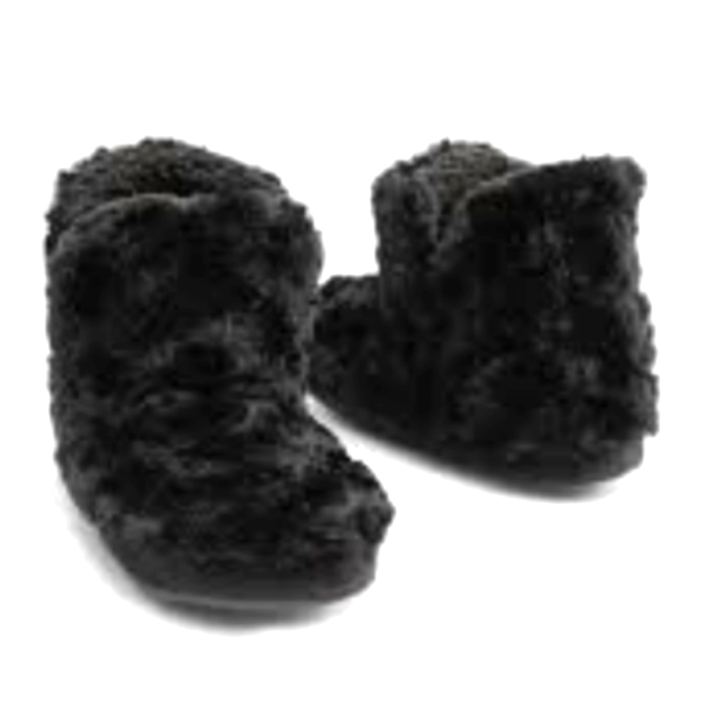 ▪️🐈⬛▪️NWOT Black Faux Fur Rosette House Slippers Shoes Booties - 7.5M